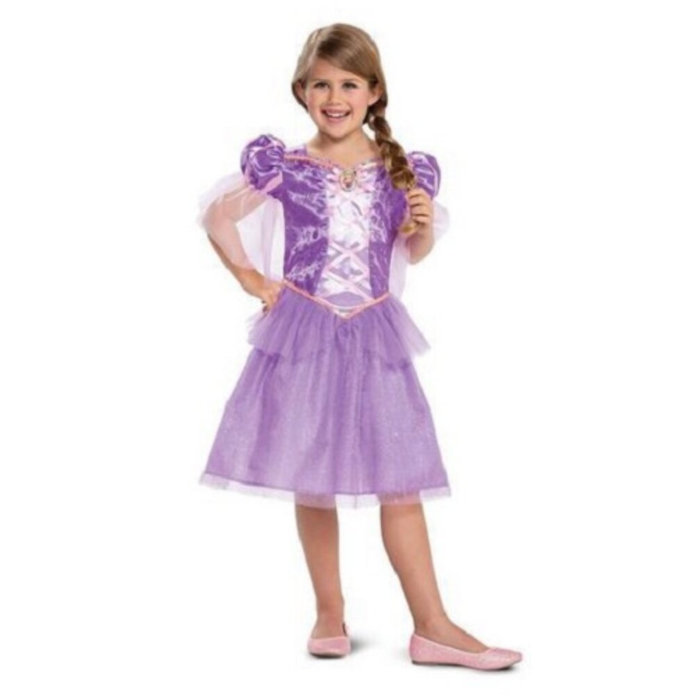 Girls Disney Princess Rapunzel TANGLED Gown Costume Size 3T/4T 4/6 Dress Up NWT